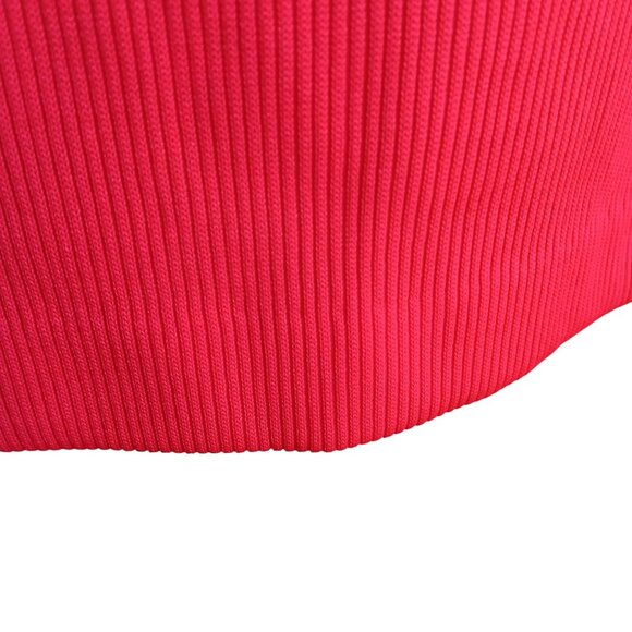 Vintage Women's T-shirt Large SIngle Stitch 80's Red Ribbed Knit Top Blue Trim - Picture 4 of 7